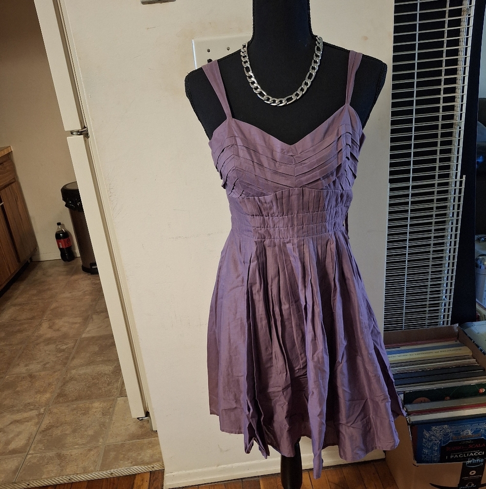 BCBGeneration Purple Ruched Tiered Mini Dress